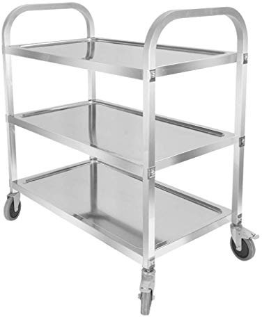 XCHSXYL Stainless Steel Utility Cart Restaurant Serving Trolley With Locking Wheels Commercial Service Rolling Cart For Kitchen Hotels 750X400X835Mm