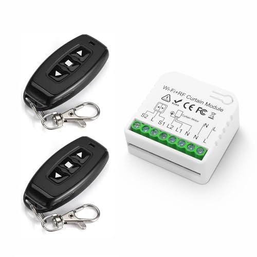 EunnacoTop Interruttore Tapparelle WIFI Intelligenti,con Telecomandi RF 433mhz e Modulo relè integrato,Modulo Comando Timer con Alexa per tende, veneziane, tapparelle,APP Tuya/Smart Life