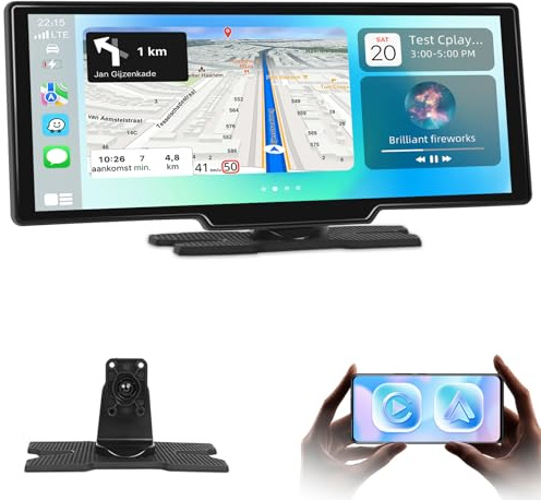 Carplay Bildschirm für Auto mit Wireless Carplay Android Auto und Super Link, 10,26 Zoll Car Play Bildschirm Unterstützung GPS Navigation, Bluetooth, FM Übertragung, OTA Upgrade, Sprachsteuerung
