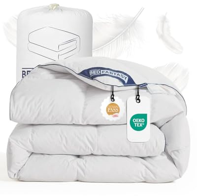 BedFabtasy Premium Down Duvet 240 x 220 cm, All-Season Duvet 240 x 220 cm with Premium Goose Down and Feathers, 100% Silent Organic Cotton, Oeko-Tex 100, Down Pass, RDS Certified