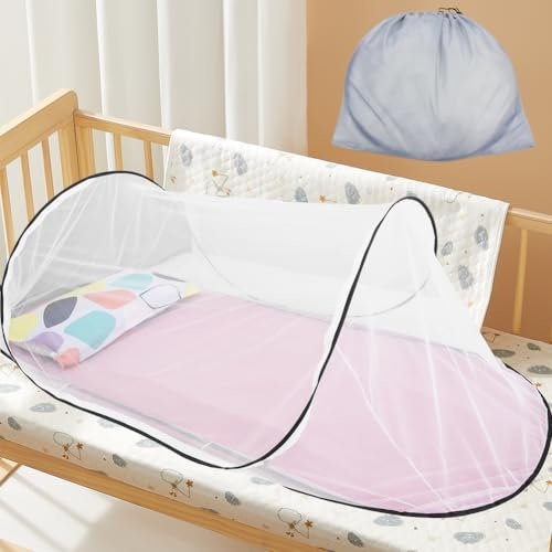 Moskitonetz Pop Up 200x100x70 cm | Verstellbares Faltbares Reise Moskitonetz | Tragbares Campingzelt für 360°-Insektenschutz | Familien-Moskitonetzbett für Outdoor & Wohnheim