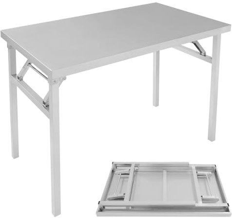 Vielrosse Arbeitstisch Edelstahltisch Klappbarer 100 * 60 * 75cm | Gastro Tisch Gewerblicher Küchentisch | Zubereitungstisch Klapptisch, Serviertisch | Tisch für Küche und Gastronomie