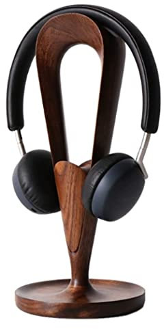 GOOPEEG Kopfhörer Ständer Schreibtisch Zubehör Hölzerner Kopfhörerhalter Praktischer Headset-Ständer Universal-Kopfhörer-Stützgerät Headset-Ständer Zubehör Geschenk Gaming Headsets(A-Black Walnut)