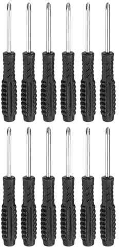 sourcing map Lot de 12 mini tournevis cruciformes PH1 #1 de 11,4 cm de long en acier au carbone avec poignée ergonomique pour réparation de bricolage, noir