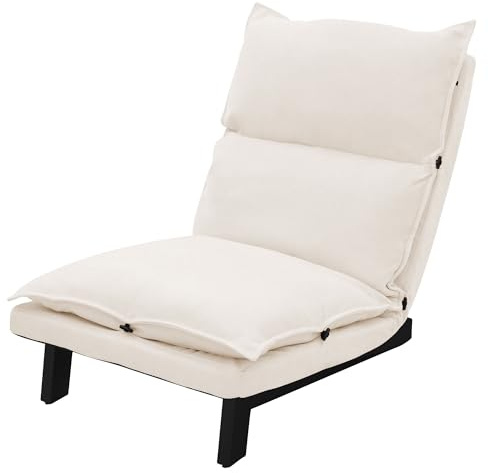 ML-Design Bodenstuhl Beige, Bodensessel gepolstert, verstellbare Rückenlehne, Leinenbezug, Stahlgestell, Loungesessel Sitzkissen Bodensofa Bodensitz Bodenkissen Relaxsessel Meditationsstuhl Lazy Sofa