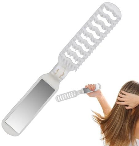 Cepillo De Pelo De Viaje, Peine De Pelo De Bolsillo - Peine De Viaje Con Espejos,Peine De Bolsillo Para El Pelo Rizado Grueso, Cepillo De Pelo Compacto, Cepillo De Pelo De Viaje Para Coche De