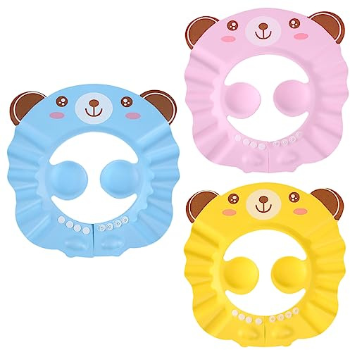 BESPORTBLE 3stücke Wasserdichter Junge Mädchen-shampoo-hut Material Mit Cartoon-design Für Dusche Haarewaschen Und Outdoor-aktivitäten Sicher Und