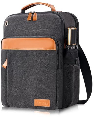 Estarer Vertical Messenger Bag for Men, 10.9-14 Inch Canvas Shoulder Bag