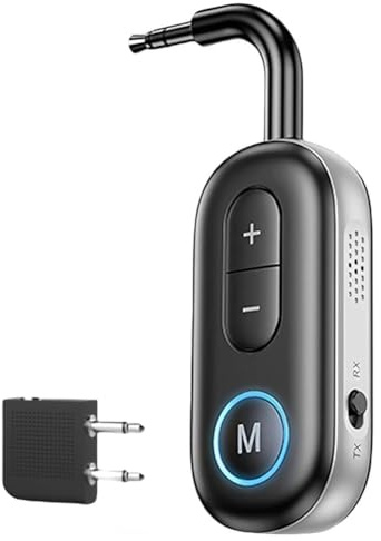Fangxuee 2 en 1 Émetteur Récepteurs Bluetooth 5.4 Mini Émetteur Récepteurs sans pour Voiture Maison Avion PC Audio Musique Casques TV Haut-Parleurs