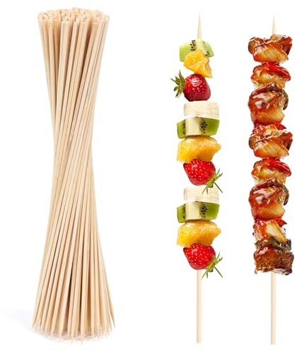 ANTETOK Bambusspieße 30cm Lang 100 Stück, Grillspieße für Marshmallow, Grill, Snack, Obst, Würste und Burger