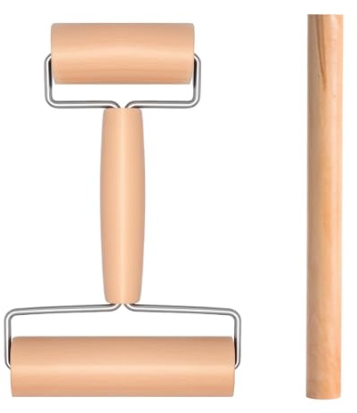 KQDRAVINE 2 Stücke Nudelholz Teigroller Set Einteiliges Nudelholz Holz Doppelkopf Teigroller Holz Ausrollstab Stück Hand Rollen für Hausbacken Gebäck Pizza Desserts Knödel Haut