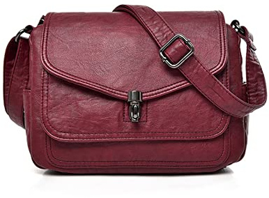 NICOLE & DORIS Damen Umhängetasche Mehreren Taschen Handtaschen Crossbody Retro Schultertasche PU Leder Frauen Satchel Tasche Leichte Messenger Bag Klassisches Burgunderrot