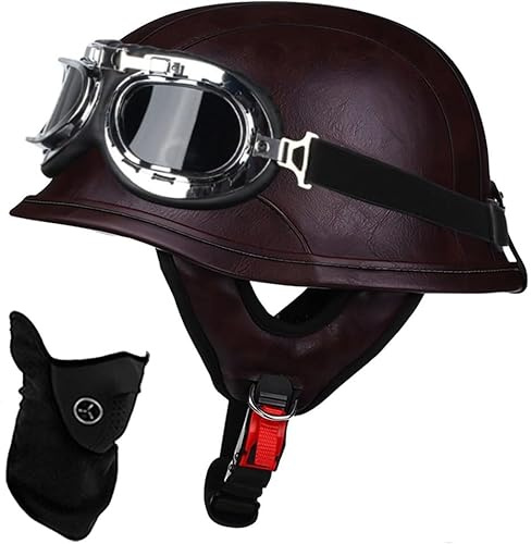 Casco Moto Mezza Calotta Con Omologazione ECE, Casco Jet Ciclomotore, Stile Retrò Sicuro Con Occhiali Moto Alta Qualità Per Uomo Donna, Casco Per Scooter Cruiser Ciclomotore E Chopper I,X-Large