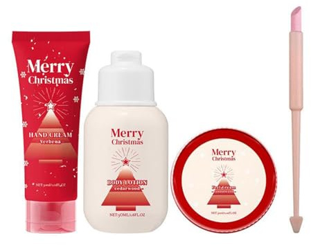 Weihnachtliche Hautpflege Set - 110ml Natürliche Feuchtigkeitspflege Körperpflege Set,Fußcreme Für Familie Oma Jugendliche Männer Frauen Kollegen Freunde Mama Freundin