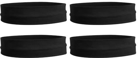 4 Stück Sport Haarbänder Damen, 5 cm Breites Elastisches Headband, rutschfeste Stirnbänder für Fitness, Laufen, Yoga, Radfahren, Schweißabsorbierend & Atmungsaktiv, Schwarz