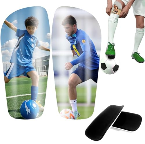 Protège-Tibias Personnalisés Football, avec Votre Image/Texte/Logo, Légers, Résistants et Confortables, Protège-Tibias Résistants aux Chocs pour Enfants et Adultes, Cadeau pour Footballeurs