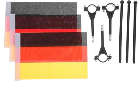 Alasum 3 Stück Fahrradflaggen mit Stange Deutschland Verschleißfest Leicht Montierbar Sichtbar für Radfahrer und Motorräder