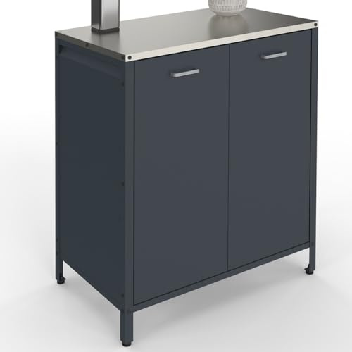 IDMarket - Meuble de Cuisine extérieure Pareo 2 Portes en Acier Gris Anthracite