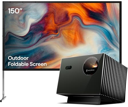 Outdoor Sports Viewing Bundle with 150 Folding Screen, Valerion VisionMaster Pro2 4K Triple Laser Projector, 4ms Low Input Lag, 240Hz Refresh Rate, 48FPS, WiFi 6E