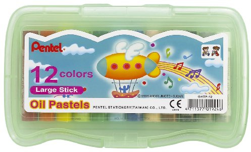 Pentel GHTP-12 Schulölpastellkreiden, 10 mm, verschiedene Farben, 12 Stück