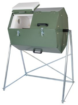 Jora Outdoor Compost Tumbler - Dual Chambers, Dual Doors & Galvanized Steel Construction - 33 Gallon Capacity - Rotating, Heat Generating, Insulated Compost Bin