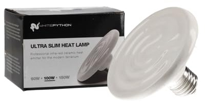 WhitePython Ulta Slim Ceramic Heat Emitter 100 Watts Heat Lamp | Heating for Reptiles and Amphibians