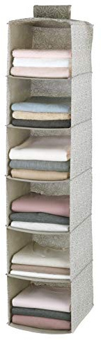 WENKO Wäschesortierer Balance - Hängeaufbewahrung, Hängeregal zur Aufbewahrung von Wäsche mit 6 Fächern, Polypropylen, 30 x 122 x 30 cm, Taupe, Beige