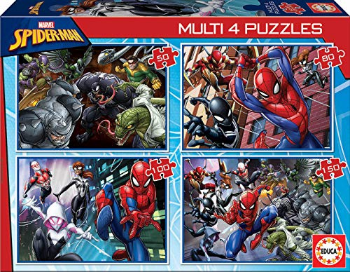 Educa - Puzzle Ultimate Spider-Man | 4in1 Progressivo 50/80/100/150 pezzi | Spiderman Marvel | dai 5 anni (18102)