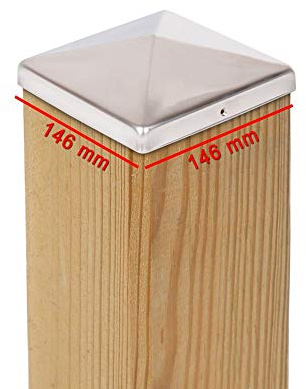 6 x Tappi per punteruolo, in acciaio inox, 146 x 146 mm