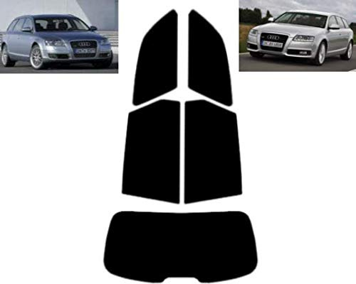 Passgenaue Tönungsfolie für-Audi A6 5-Türen Kombi 2005-2011 Heck/Seitenscheiben (05% Tiefschwarz)