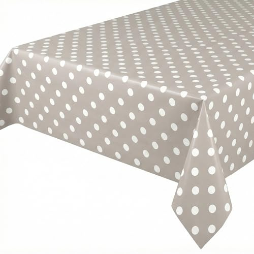 BEAUTEX Tischdecke abwaschbar Wachstuchtischdecke Taupe Rund 100