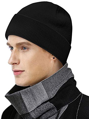 MOBIUSPHY Wintermütze Herren Damen Strickmütze Beanie Mütze Schwarz Wollmütze Winter Erwachsener klassisches Design Herrenmütze Modern Weich Elastisch Haube aus atmungsaktivem (Schwarz)