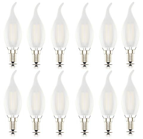 Phoenix-LED E14 Ampoule Flamme,Ampoule à Filament Bougie, 4W Equivalence Incandescence 40W,Blanc Chaud 2700K,400lm, Lot de 12