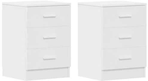 vidaXL Mesitas de Noche 2 uds Madera contrachapada Blanco 38x35x56 cm