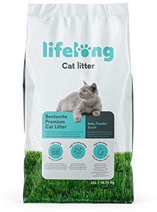 by Amazon Bentonite Premium Katzenstreu, mit Babypuderduft, 25L (1er-Pack) (Zuvor eine Marke von Lifelong, gleiches Produkt)