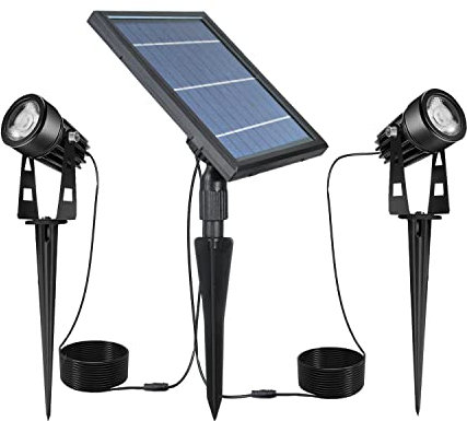 SUNLONG Solar-Powered Cast Aluminium Warm White LED Spotlight for Outdoor Garden Yard Landscape Tree Uplight Downlight