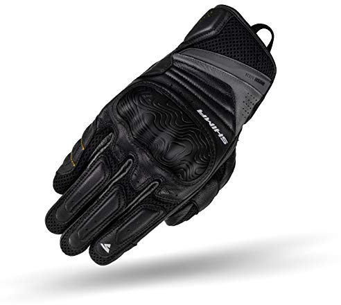 SHIMA RUSH Motorradhandschuhe - Atmungsaktive, Verstärkte, Stadt, Sommer, Touchscreen Handschuhe mit Knöchelprotektor, Handgelenk und Finger Aufpralldämpfer (Herren, Schwarz, XL)