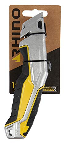 Rhino 60552 - Moquette 18 mm-Cutter a Cran, larghezza 18 mm, con sicurezza automatica, presa ottimale grazie al manico ergonomico, lama retrattile, NC