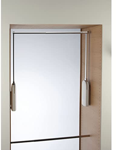 Servetto Kleiderlift i3 elektrisch gerade, mit ausziehbarer Kleiderstange 750-1200mm und Fernbedienung, Tragkraft 17kg, Kunststoff/Stahl weiß/verchromt