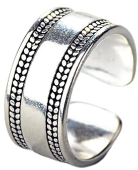 925 Sterling Silber Vintage Ring Einfache Breite Silber Einstellbare Ringe Für Damen & Herren