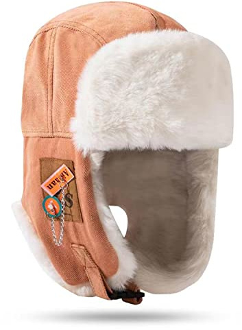 CLAPE Wintermütze mit Ohrenklappen Warme Schneedichte Fliegermütze Kunstfellmütze für Skifahren, Schlittschuhlaufen und andere Outdoor-Aktivitäten Verstellbarer Bomber Hut Trappermütze