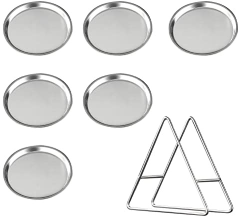 Happyyami 1 Set in Acciaio Inox Piccolo Dessert Ciotole Mini Preparazione Ciotole Impilate Pizzico con Piatto Piatto Titolare Piattini di Immersione Infrangibile per Piatti Laterali