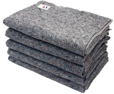 Les Nouveaux Textiles - Lot de 5 Couvertures de Déménagement 150 x 200 cm - Protection Meubles - Très Haute Résistance, 330 gr/m² - 100% Fibres Recyclées - Fabriqué en France