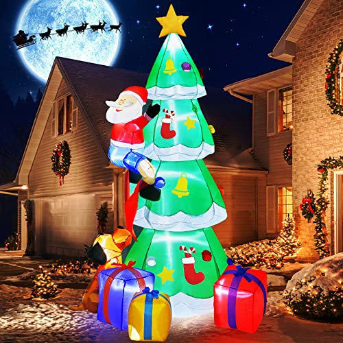 230CM Weihnachtsdeko Aussen Aufblasbarer Weihnachtsbaum Alte Mann und Hunde Mit LED-Lichter,Litake 7.5FT Garten Patio Rasen Outdoor Christmas Dekoration