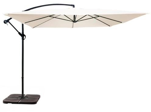 Oviala Parasol déporté 3x3m et 4 Dalles à remplir Acier Blanc
