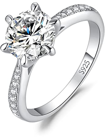 JewelryPalace Klassisch 1ct 1.5ct 2ct 3ct Rundschliff Zirkonia Solitär Promise Ring Damen, Verlobungsring Damenring Silber 925 mit Stein Frauen, Simulierte Diamant Jubiläum Eheringe Silberringe
