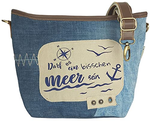 Sunsa Damen Maritim Umhängetasche. Tasche aus Canvas & Recycelte Jeans