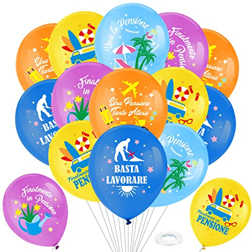 DPKOW 25pz Colorati Palloncini Pallone Decorazione Addobbi per Festa di Pensionamento Donna Uomo Pensione