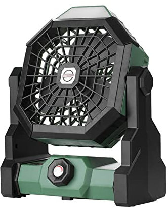 EBSBAG Portable USB Desk Fan with LED Light 5200mAh Rechargeable 9 Inch Cooling Fan for Home Office Travel Orange (Green)