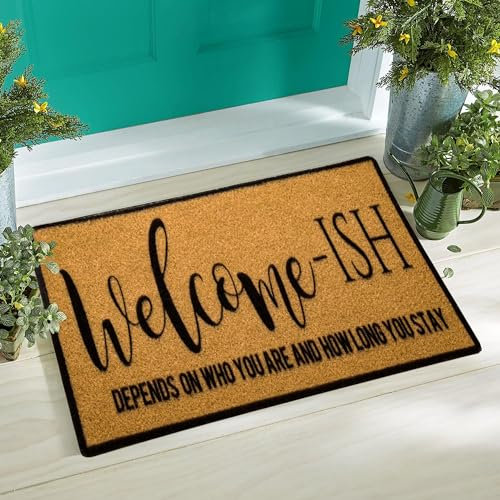 Welcome-ish Welcome-Doormats Front Door Entrance Mat Non Slip Rubber Mat for Outdoor Indoor 17 x 29 Inch